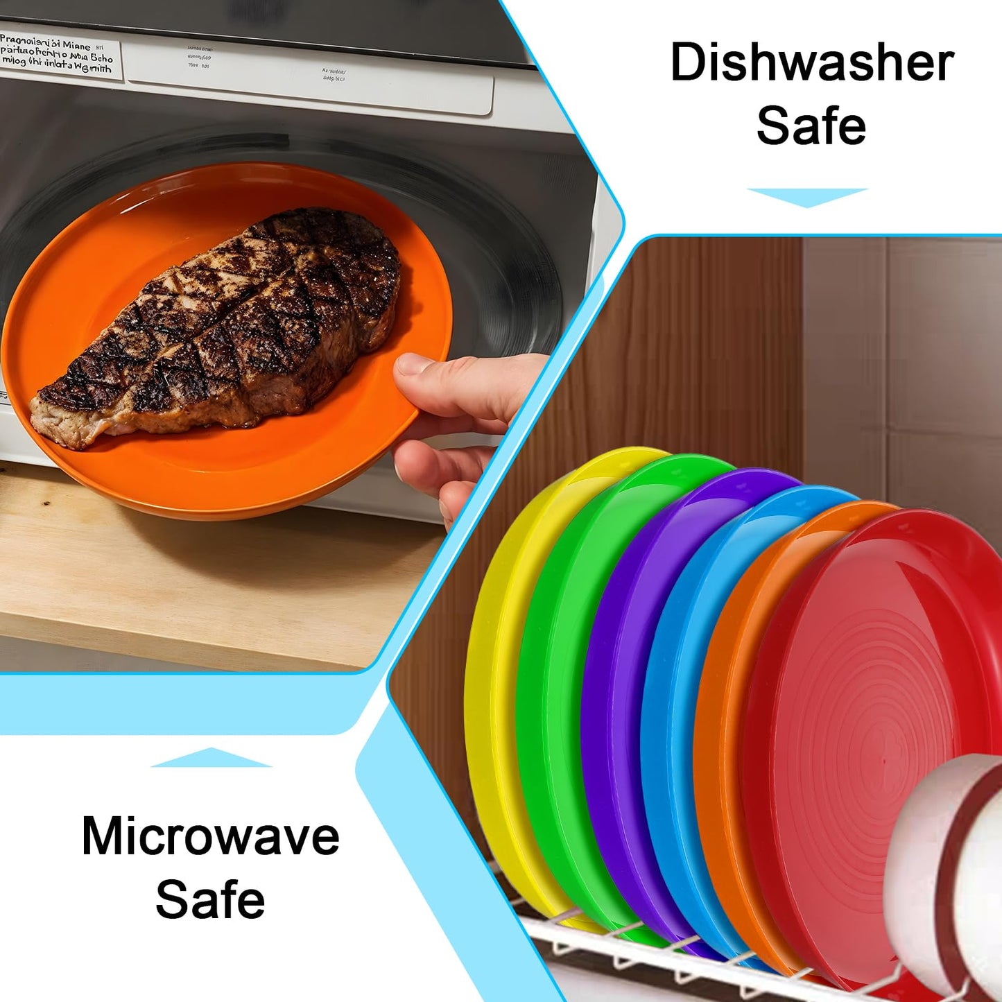Nodaaiie 24 Pack Kids Plastic Plates 7 Inch Unbreakable Toddler Dinner Plates Set Plastic Plates Reusable, Microwave & Dishwasher Safe, 6 Vibrant Colors, Stackable for Home, Travel, Parties