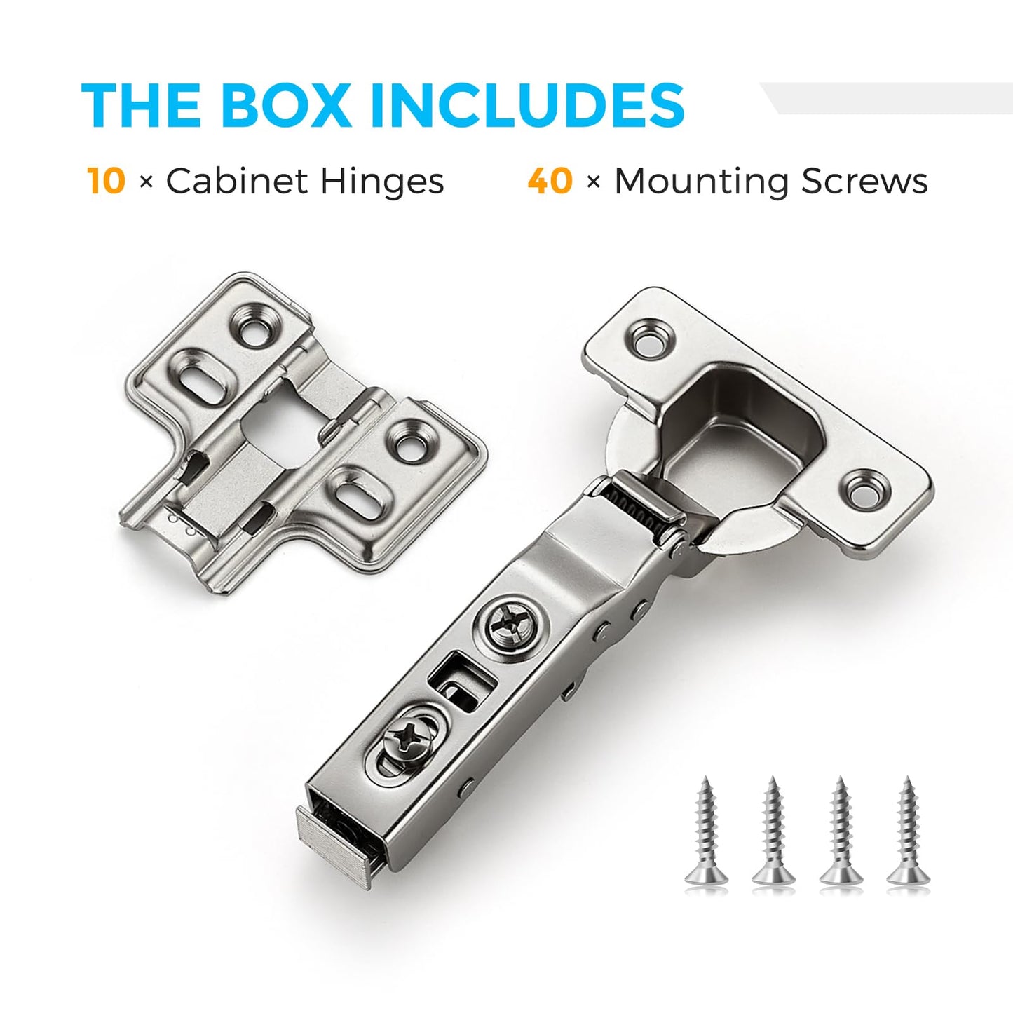 HOME EDIT 5 Pairs 10 Pack European Full Overlay Soft Close Cabinet Hinges Concealed Kitchen Cabinet Hinges Heavy-Duty Frameless Adjustable for Cupboard Hardware