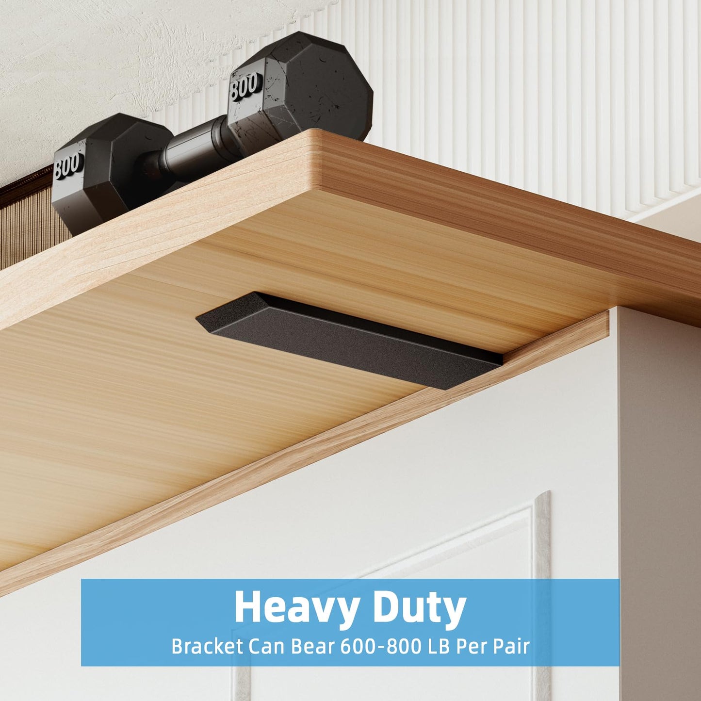 WEKIS 10 Inch Countertop Support Bracket, 3 Pack Solid Iron Heavy Duty Hidden Flat Floating Shelf Brackets, Top Mount Knee Wall Support Mantel Bracket Hardware for Wood Granite Quartz Countertop