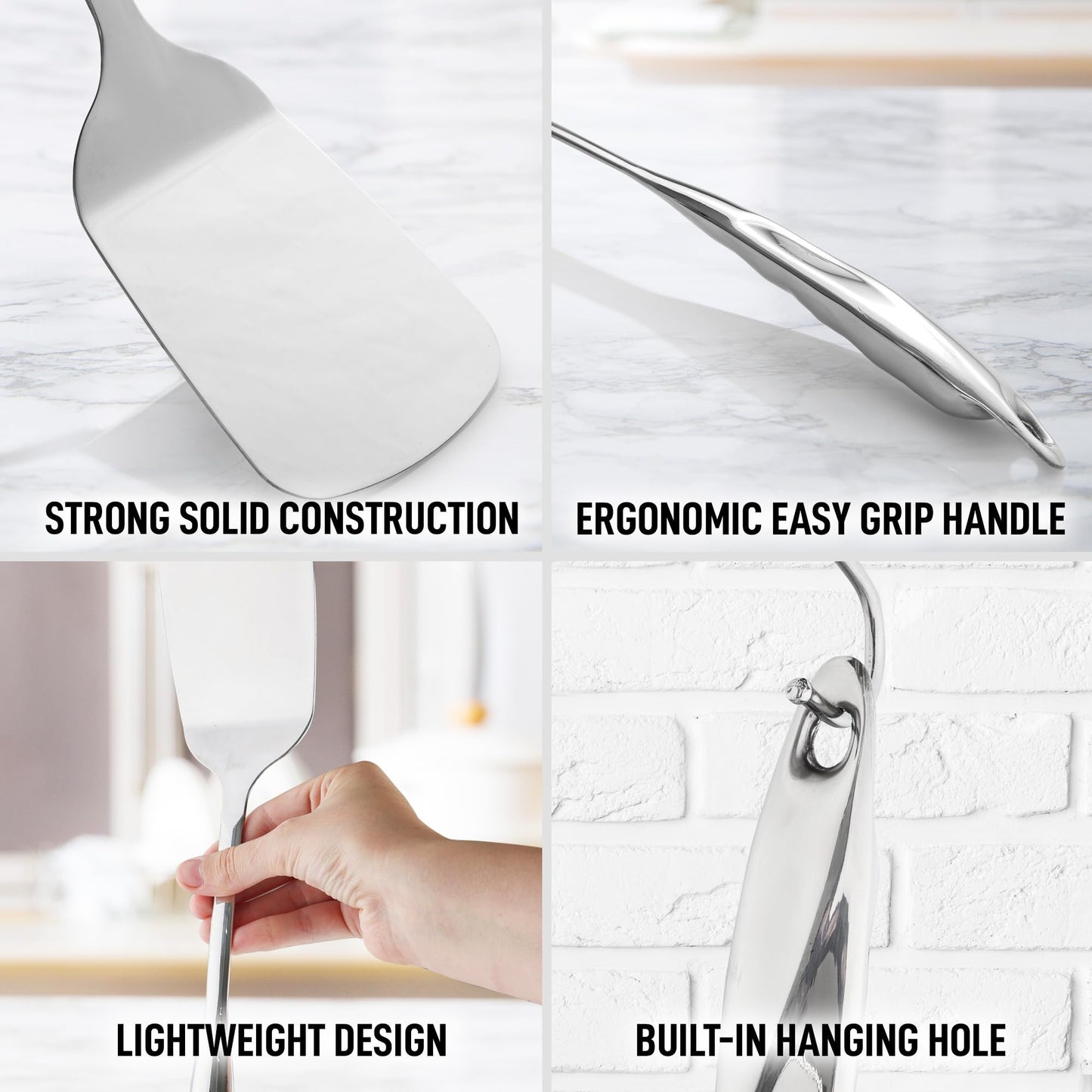 Zulay Kitchen Stainless Steel Solid Spatula - 15” Large Metal Turner for Cooking, Frying & Grilling - Durable, Heat-Resistant & Dishwasher Safe Kitchen Utensil for Everyday Use