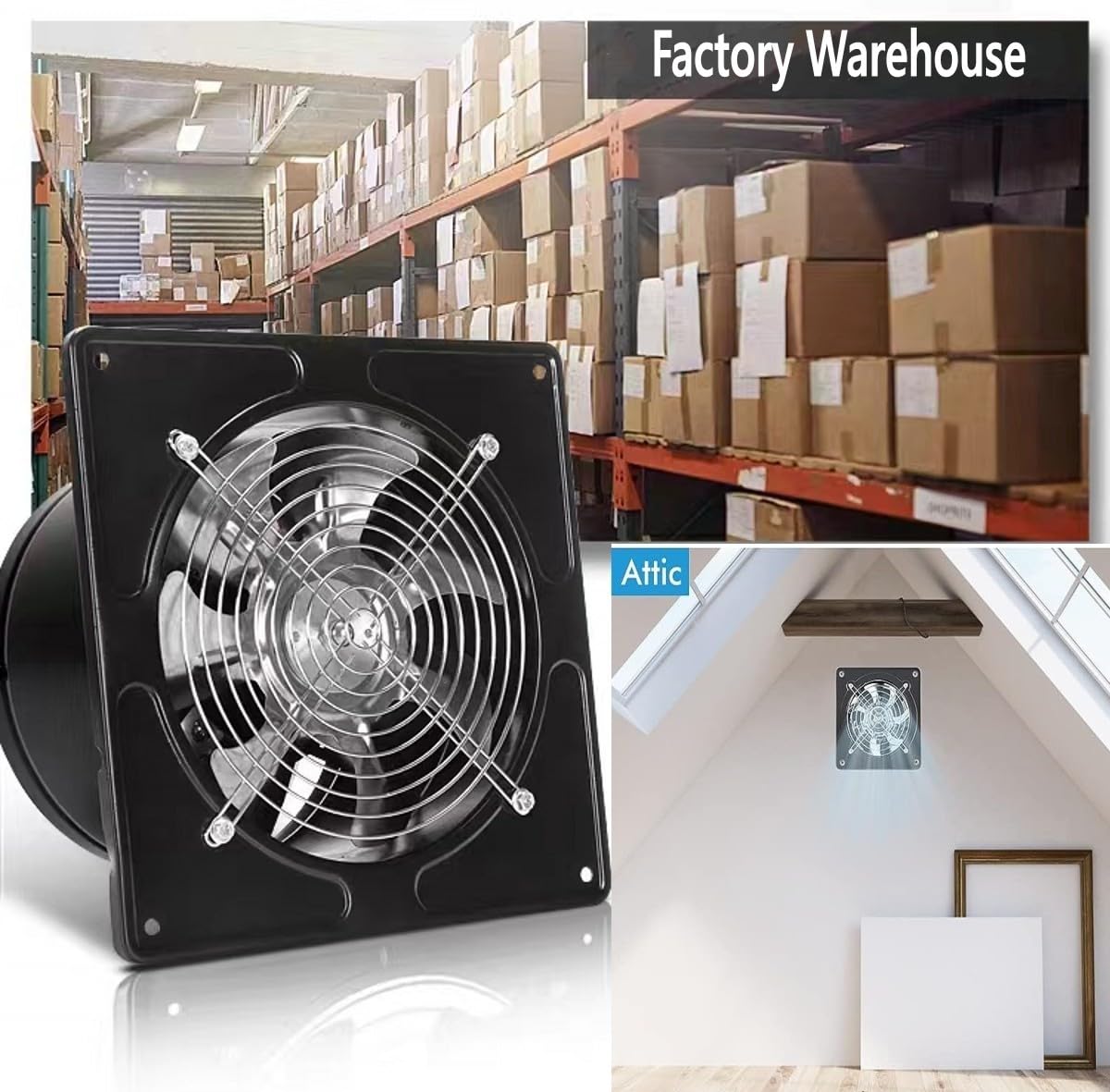 Aydomer Exhaust Fan 40W Through-wall installation Ventilation Fans 110V Exhaust Fan with Plug 6 inch Exhaust Smoke Fan with Pure Copper Motor for Kitchen Shopping Mall (Black)