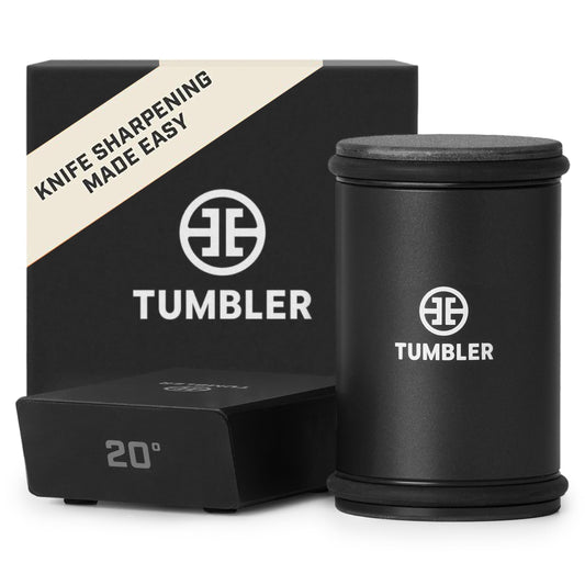 TUMBLER Pro Rolling Knife Sharpener™ - Knife Sharpening Made Easy - Ultimate Gift for Father's Day - Kit with Removable Disc System - 4-Layer Diamond Sharpening Disc & EdgeBoost Ceramic Disc (Black)