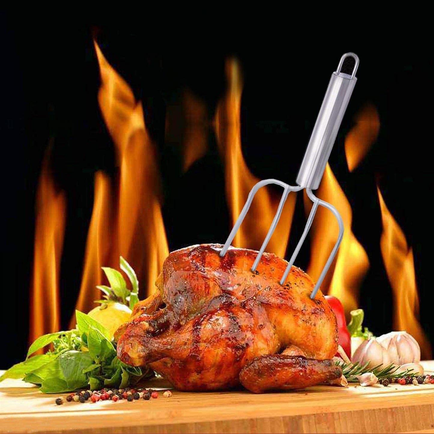 Stainless Steel Poultry Lifters Set of 2.Meat Fork, Roaster Poultry Fork, Carving Forks, Transfer Chicken or Ham Easily