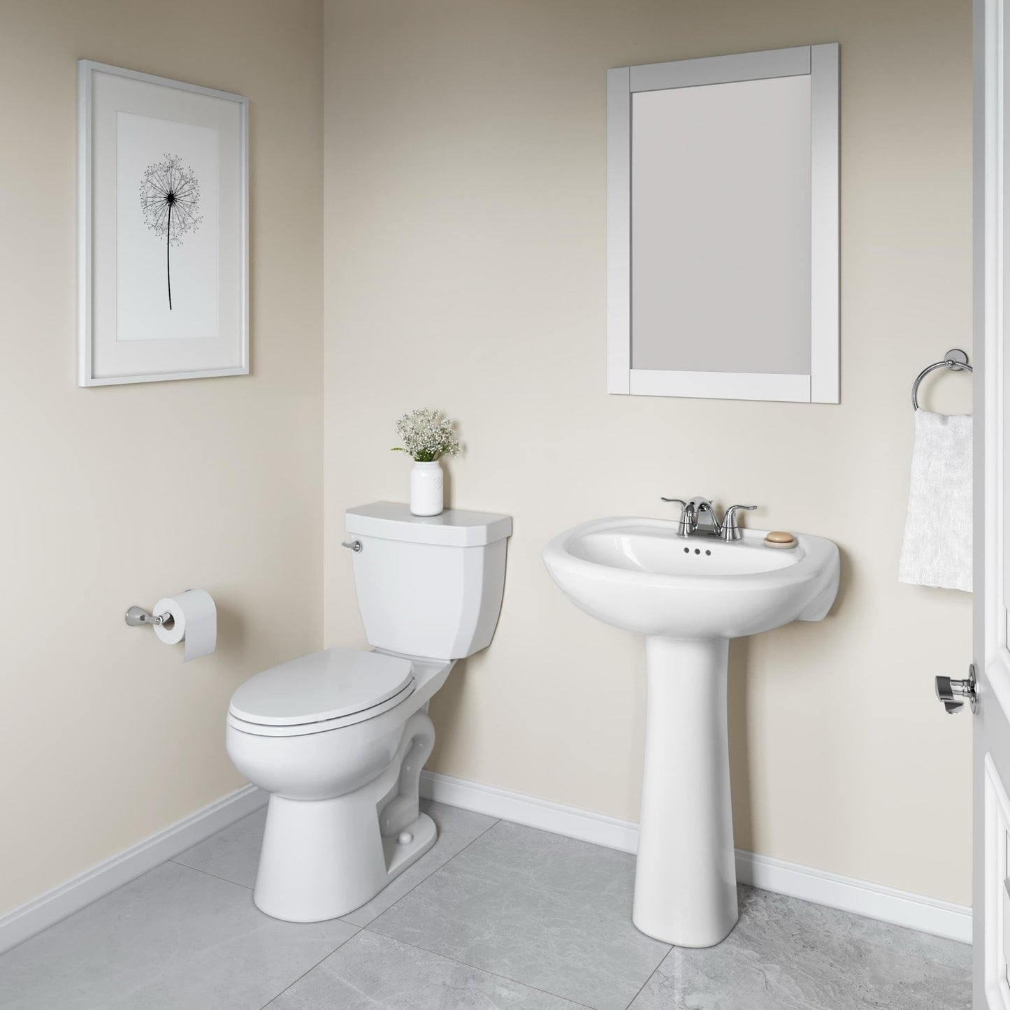 PROFLO PF4004 Lisbon Valley 24" Oval Vitreous China Pedestal Bathroom Sink with Overflow and 3 Faucet Holes at 4" Centers - White