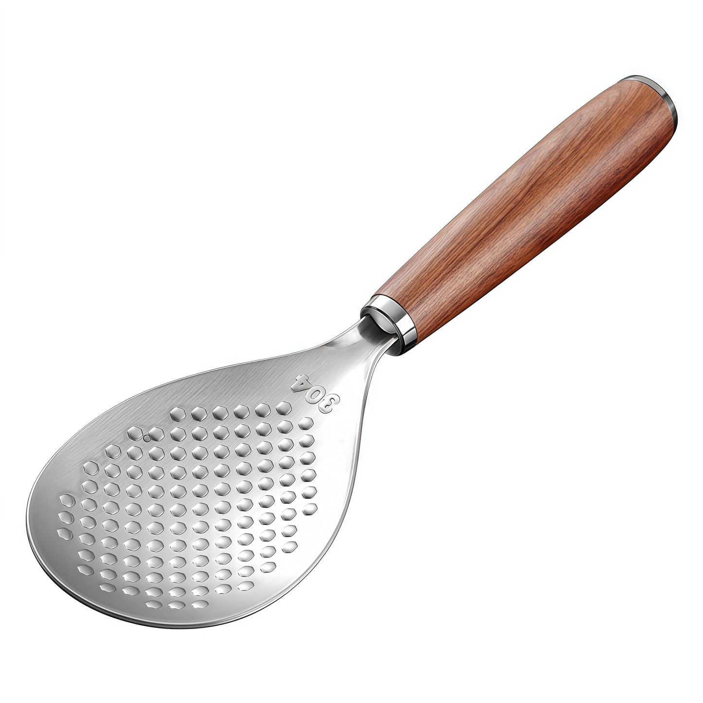 Stainless Steel Rice Paddle with Rosewood Handle, Stand Up Design, Non Stick Head