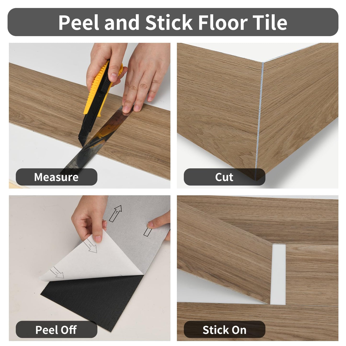 MULGREAT Peel and Stick Tile, 54 Sq.Ft 2mm Thicken Vinyl Plank Flooring, 36 Pieces 36"x6" DIY Self Adhesive Waterproof Wood Floor Tiles for Kitchen Bedroom (Llica Hickory)