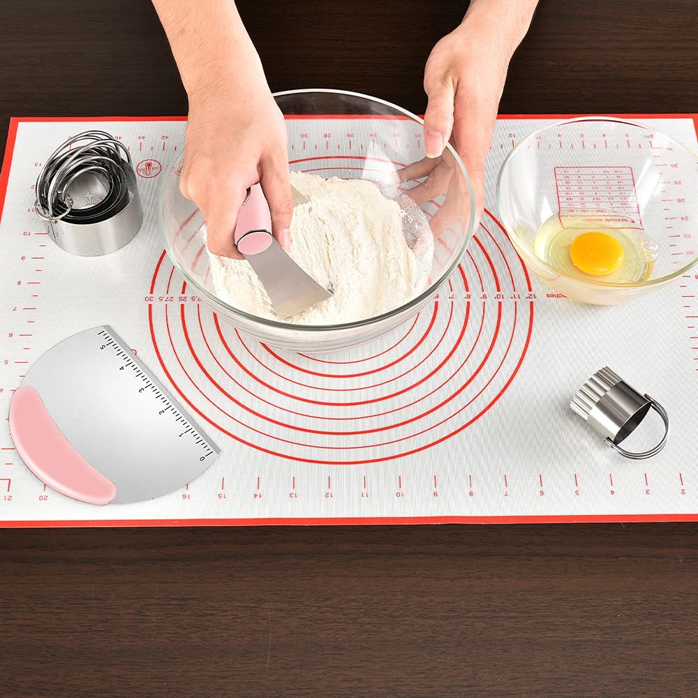 Pastry Cutter, Biscuit Cutter, Dough Scraper, Silicone Baking Mats, Stainless Steel Pastry Blender Set, Dough Cutter Biscuit Cutter Baking Pastry Mat Dough Blender Tools & Pastry Utensils (5 Pcs/Set)