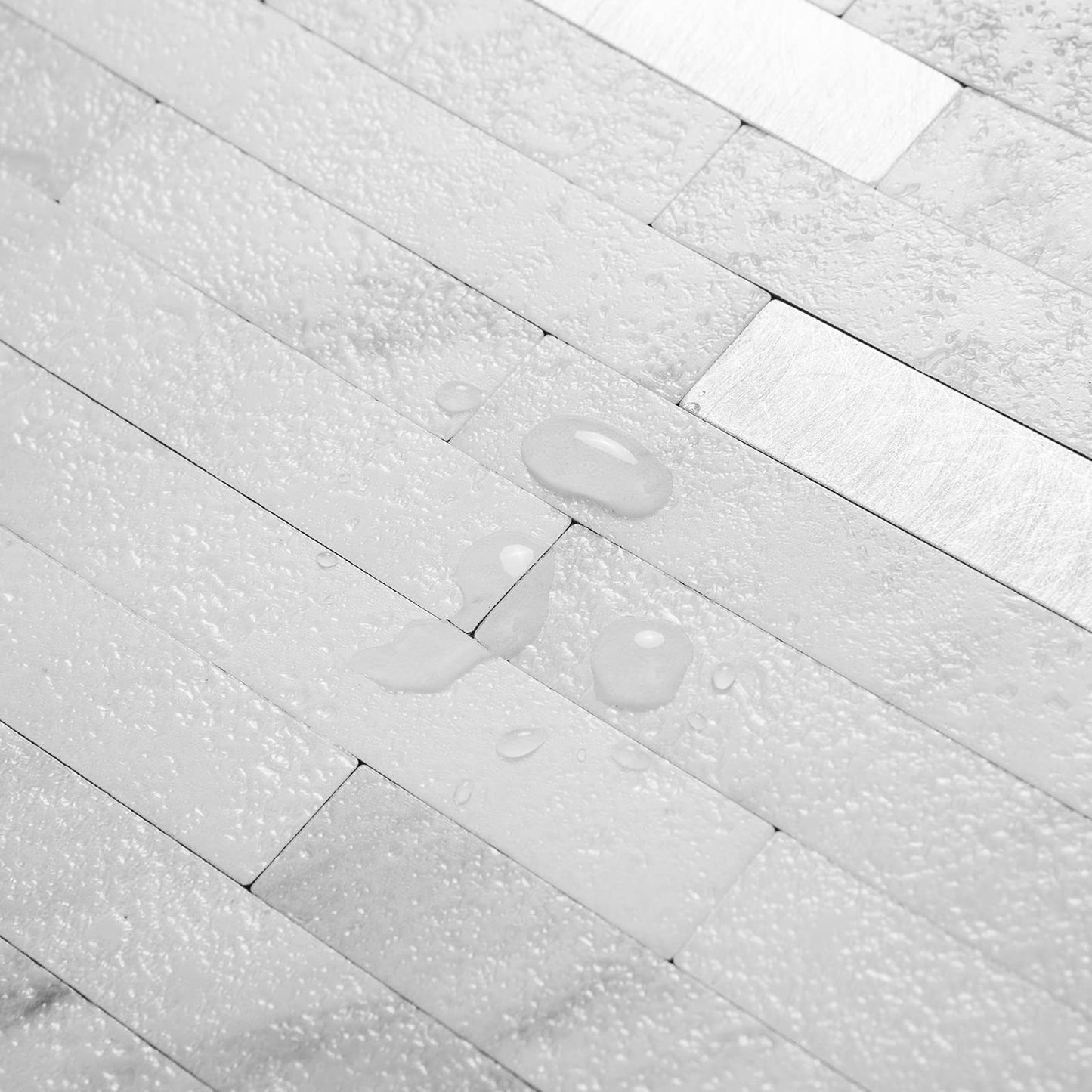 DICOFUN 10-Sheet Peel and Stick Backsplash Tile, Faux White Marble Look PVC Mixed Metal Stick on Backsplash Tiles for Kitchen and Bathroom, 9.4 sq.ft