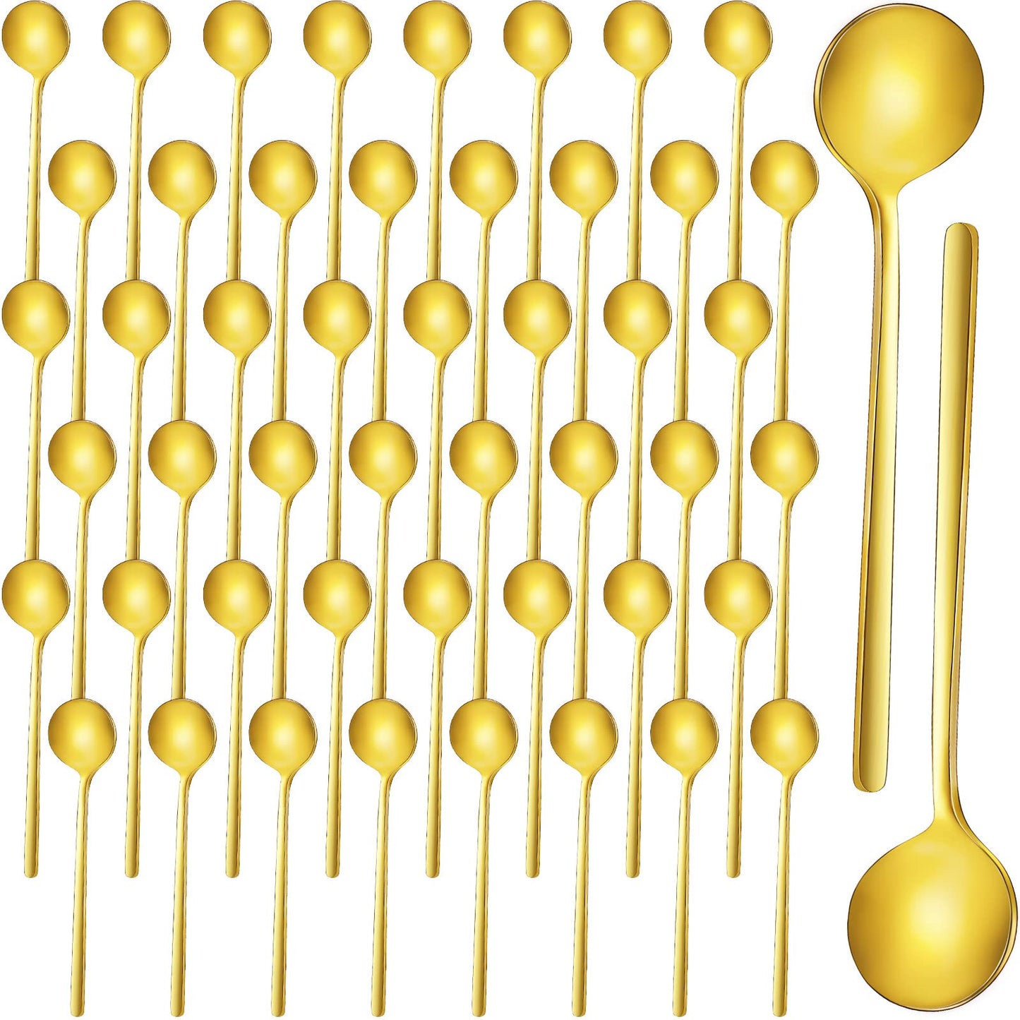 Meanplan 50 Pieces Espresso Spoons Gold Coffee Spoons Mini 5.3 Inches Stainless Steel Demitasse Teaspoons for Stirring Tea Sugar Ice Cream Dessert Soup Cake Antipasto Cappuccino Serving
