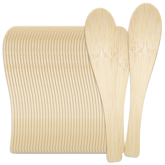 200 Count Bamboo Spoons Disposable, Bamboo Soup Spoons 5.5" Disposable Compostable Spoon, Natural Eco-friendly Compostable Cutlery Biodegradable Silverware for Home Outdoors Party