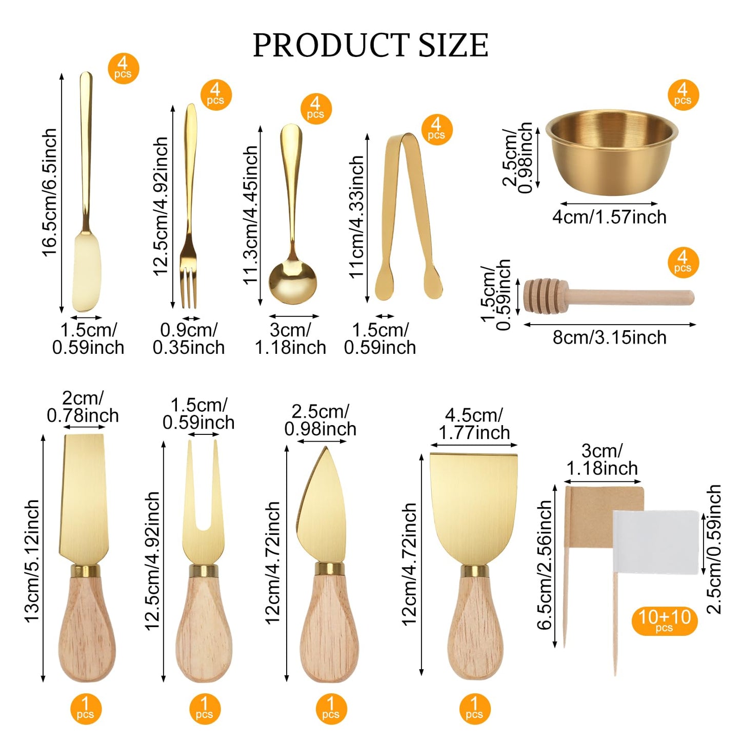 48 Pcs Golden Charcuterie Boards Accessories Butter Spreader Knives Set, Stainless Steel Cheese Butter Spreader Knife Set