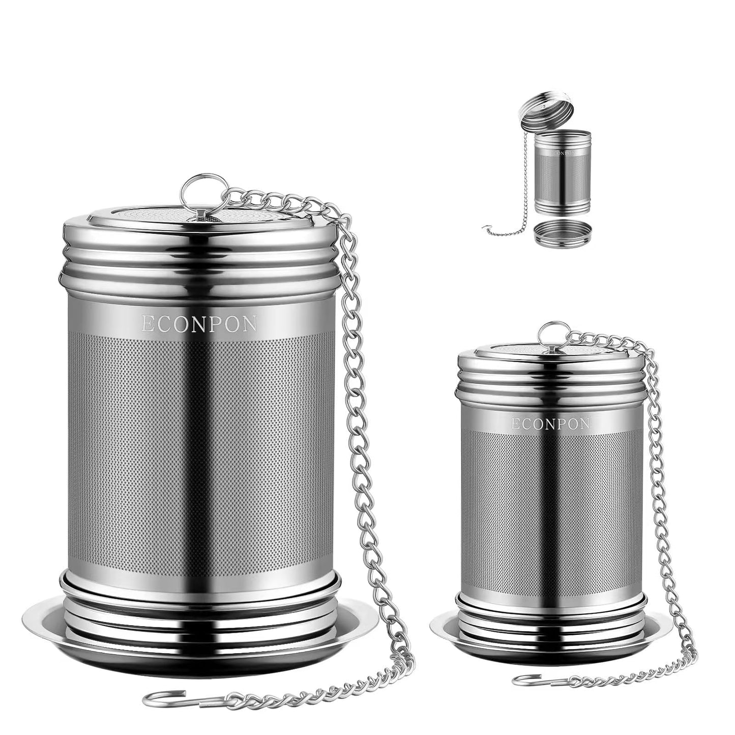 ECONPON 2 Pack Reusable Tea Steeper Extra Fine Mesh Tea Infuser Stainless Steel Tea Strainer for Loose Leaf Tea