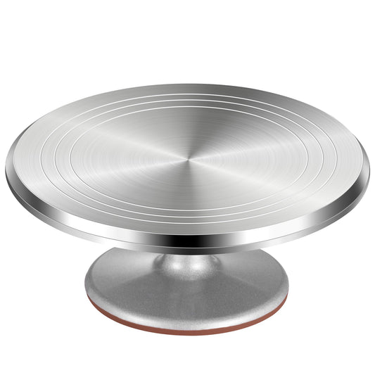 Puroma Aluminium Alloy Rotating Cake Turntable 12'' Revolving Cake Stand with Non-slip Silicone Bottom, Ideal Cake Decorating Supply for Cake Decorations, Pastries and Cupcakes