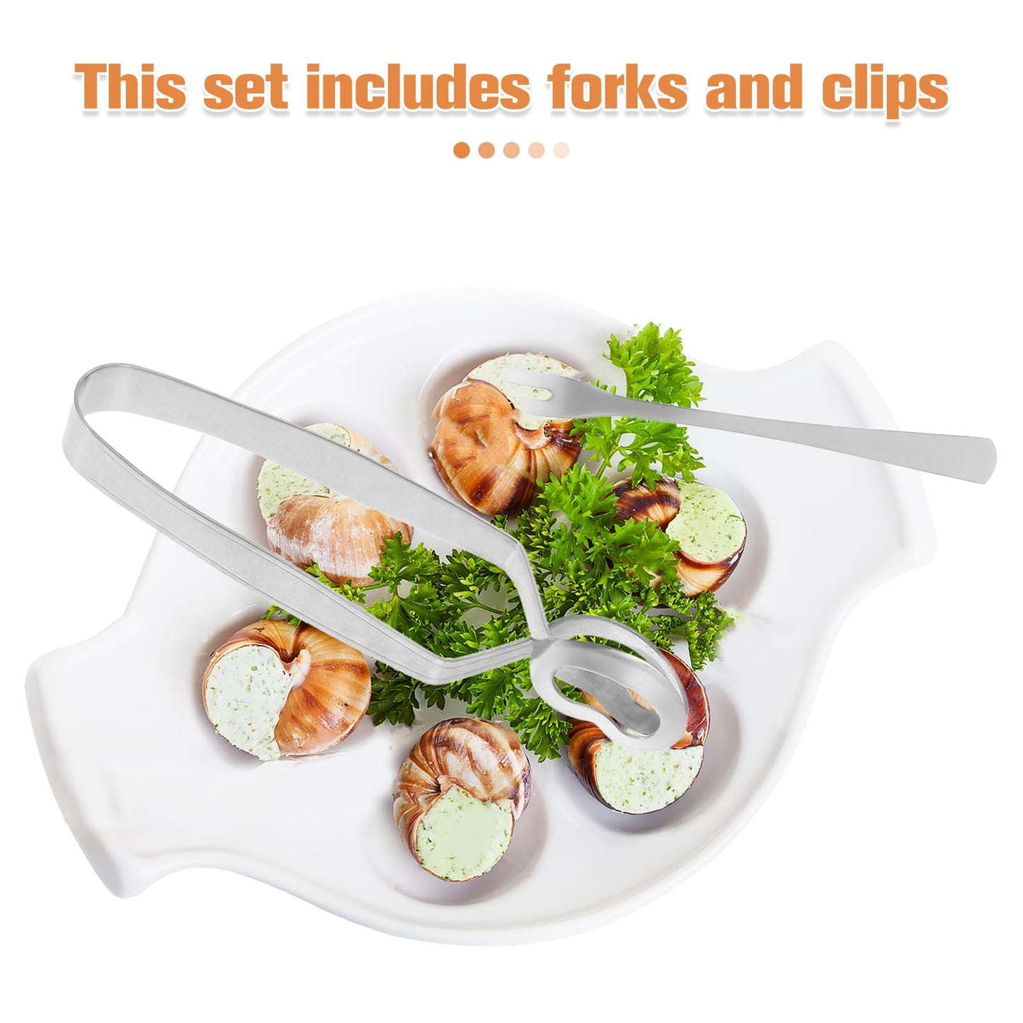 Luxshiny 6Pcs Stainless Steel Snail Cutlery Set - Escargot Tongs and Forks for Perfect Dinner Experience Ideal for Snails Seafood and Small Foods