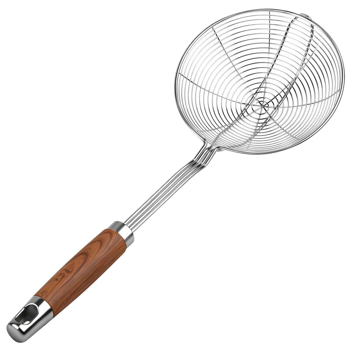 ChefBee 5.3" Spider Strainer Skimmer Spoon with Handle, Stainless Steel Wire Strainer Ladle for Cooking and Frying, Kitchen Utensils Slotted Pasta Spoon, Fryer Scoop