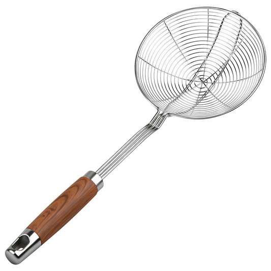 ChefBee 5.3" Spider Strainer Skimmer Spoon with Handle, Stainless Steel Wire Strainer Ladle for Cooking and Frying, Kitchen Utensils Slotted Pasta Spoon, Fryer Scoop