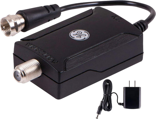 GE 42178 Indoor HD Digital TV Antenna Amplifier, Low Noise Antenna Signal Booster, Clears Up Pixelated Low-Strength