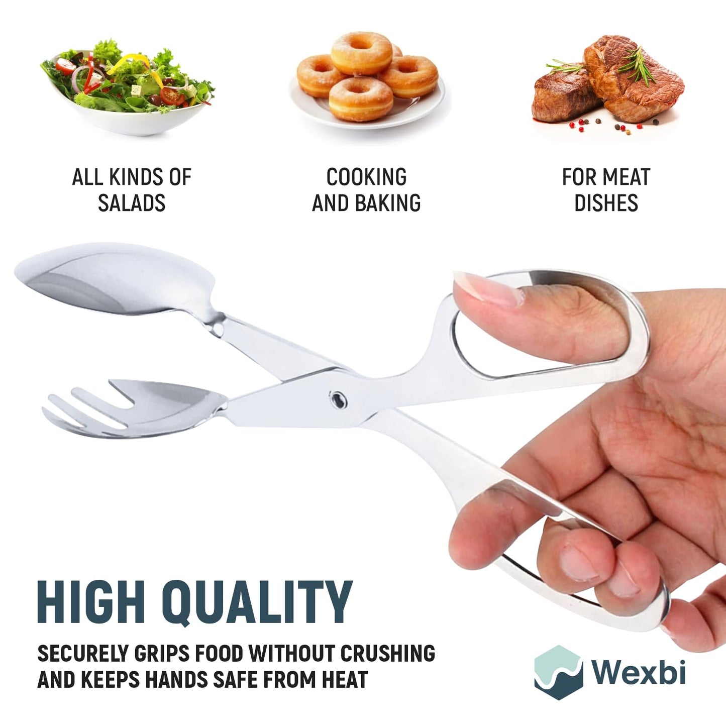Salad Tongs 10-Inch – Heavy Duty Stainless Steel Serving Tongs for Salad, BBQ, Buffet, Kitchen & Party Use