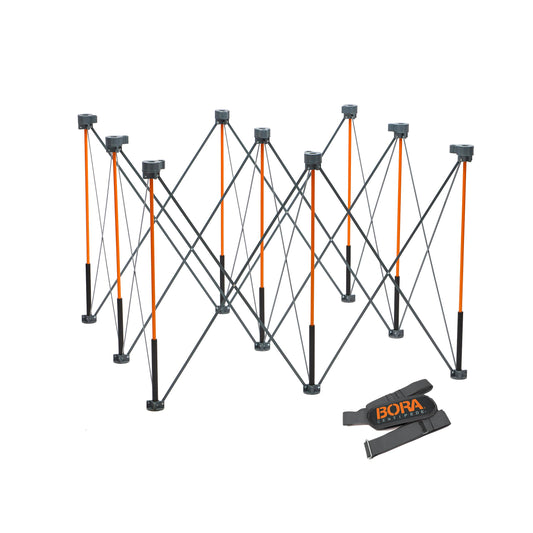 BORA Centipede CT9 36 inch Tall Portable Folding Workstand Workbench with Carry Strap, Collapsible, Construction Table, Support, Sawhorse, 4Ft X 4Ft, 36 inch Work Height, 3500lb Weight Capacity,Orange