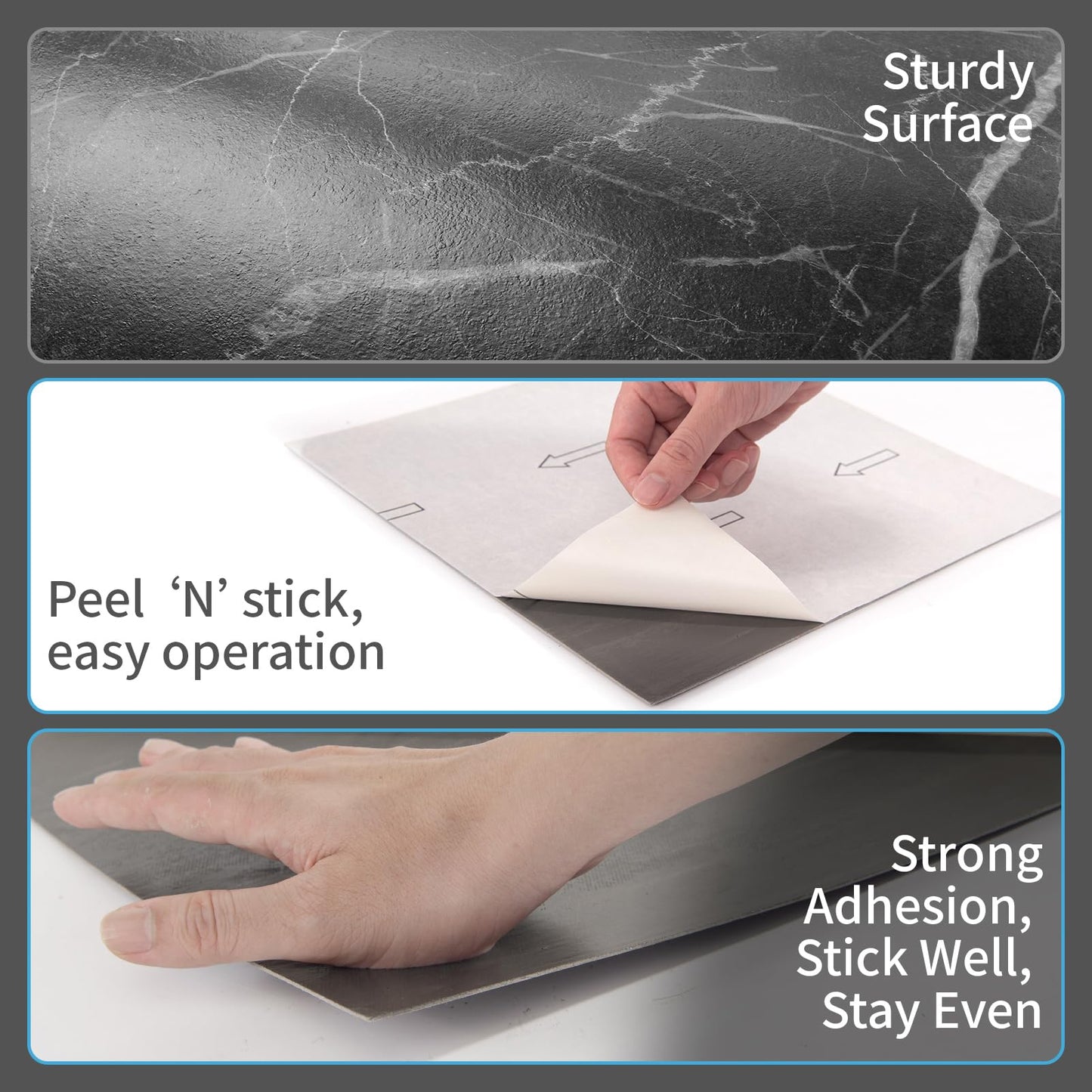 Art3d Peel and Stick Floor Tile, 30-Pack 12 x 12in. Covers 30 Sq.ft, Waterproof Vinyl Flooring Tiles Self Adhesive for Kitchen, Bathroom & Bedroom - Dark Marble