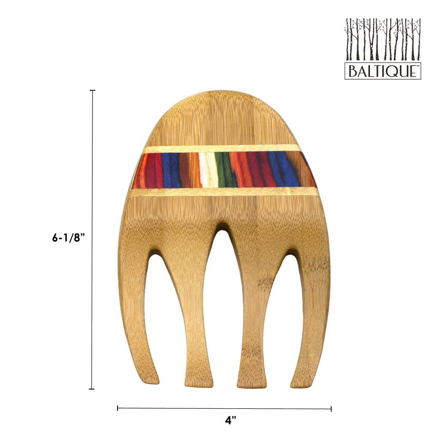 Totally Bamboo Baltique Marrakesh Collection Salad Hands Serving Utensils, Bamboo and Colored Birch Wood