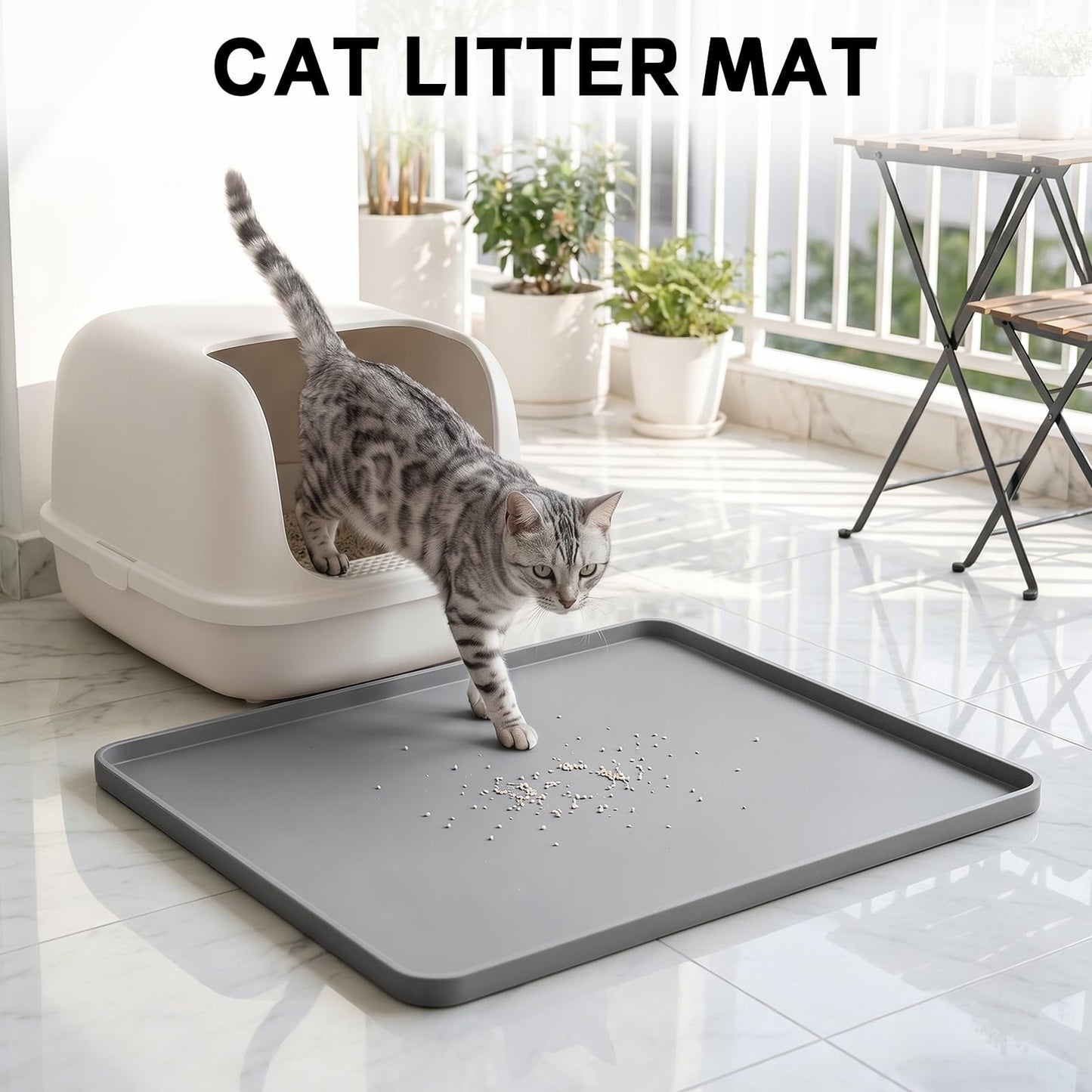 NAMTSO 2 Pack Washer and Dryer Covers Rubber Mat - 27x27 Inch Soft Silicone Tray, Front Load Washer Dryer Topper for Laundry Room, Waterproof Cat Litter Mat, Non-Slip Shoe Mat for Home, Gray