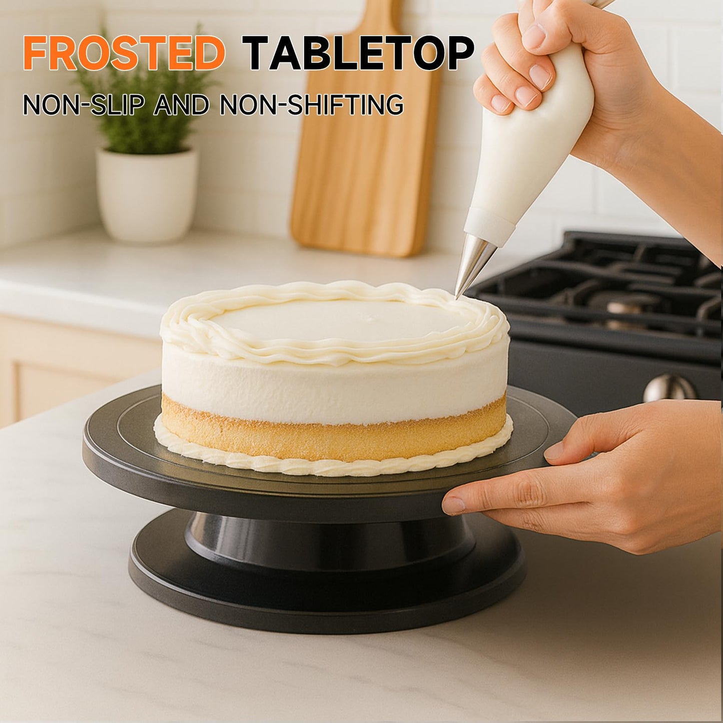 11 Inch Rotate Turntable, Revolving Cake Turntable, Cake Spinner Stand for Decorating, Display,Bakin (Black)