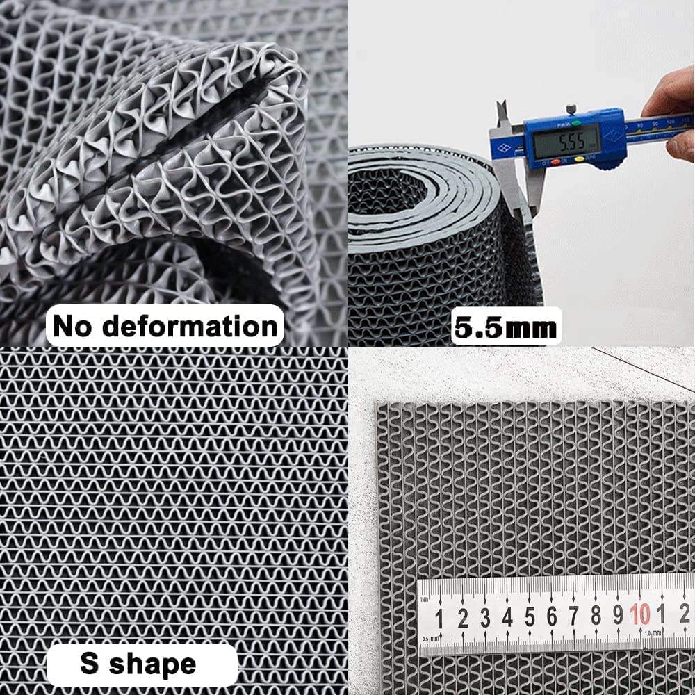 jxgzyy Commercial Drainage Mat PVC Non Slip Wet Area Commercial Floor Mat 3x16.4 Ft 0.22'' Thick Pool Drain Floor Mat Roll for Restaurant Bars Bathroom Patio Outdoor Indoor Rug (Grey)