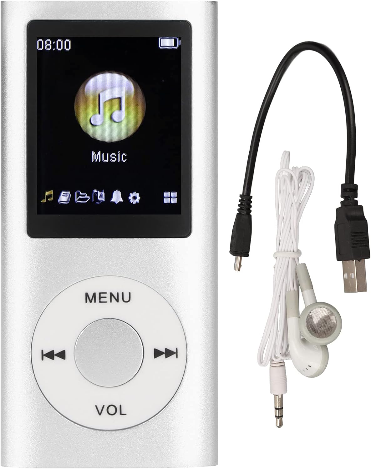 Gegong MP3 1.8 Inch Portable Player Compact Design LCD High Fidelity Sound Music Player Digital Audio Device Metal Body
