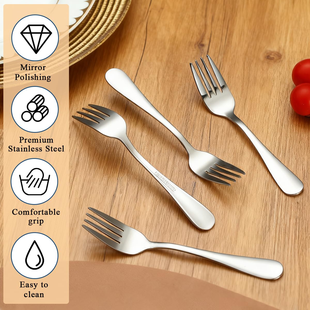 Dessert Forks Set of 24, Stainless Steel 5.5“ Cake Fork for Cocktail, Dessert, Cake, Tea, Fruit, Cheese, Appetizer Small Forks for Party, Hotel, Restaurant, Cafes