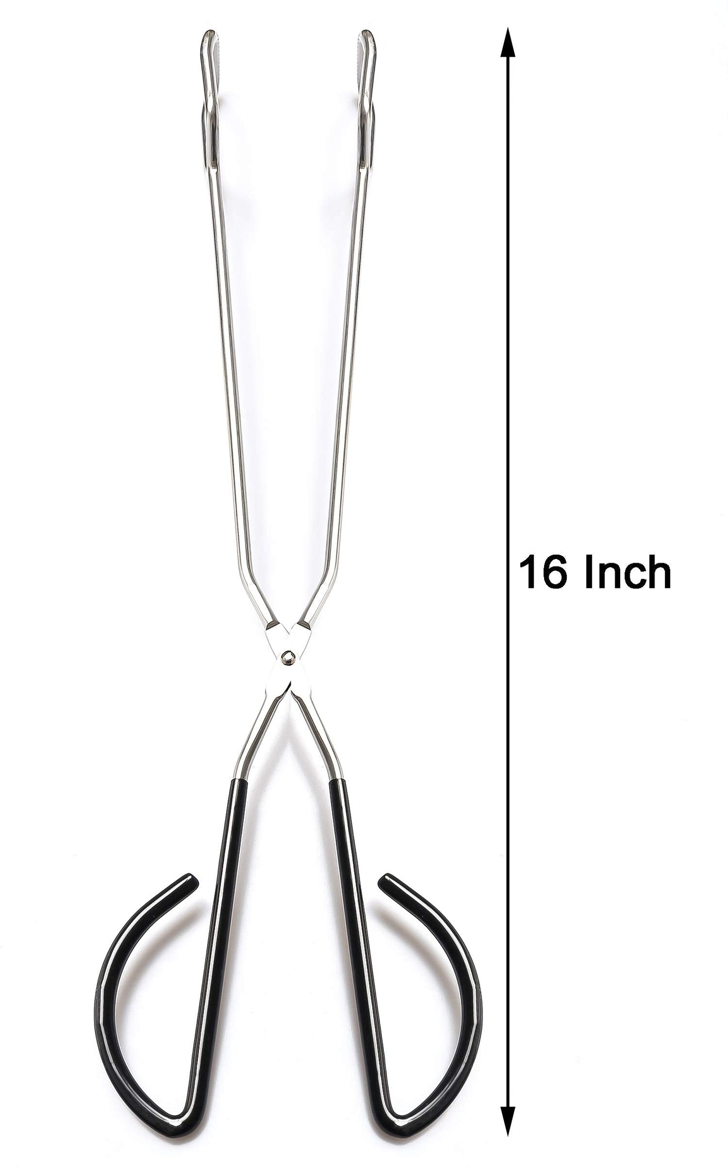 Hiash 16 Inch Extra Long Stainless Steel Kitchen Scissor Tongs, Non-Slip Comfortable Red Grip, Heat Resistant for BBQ and Cooking