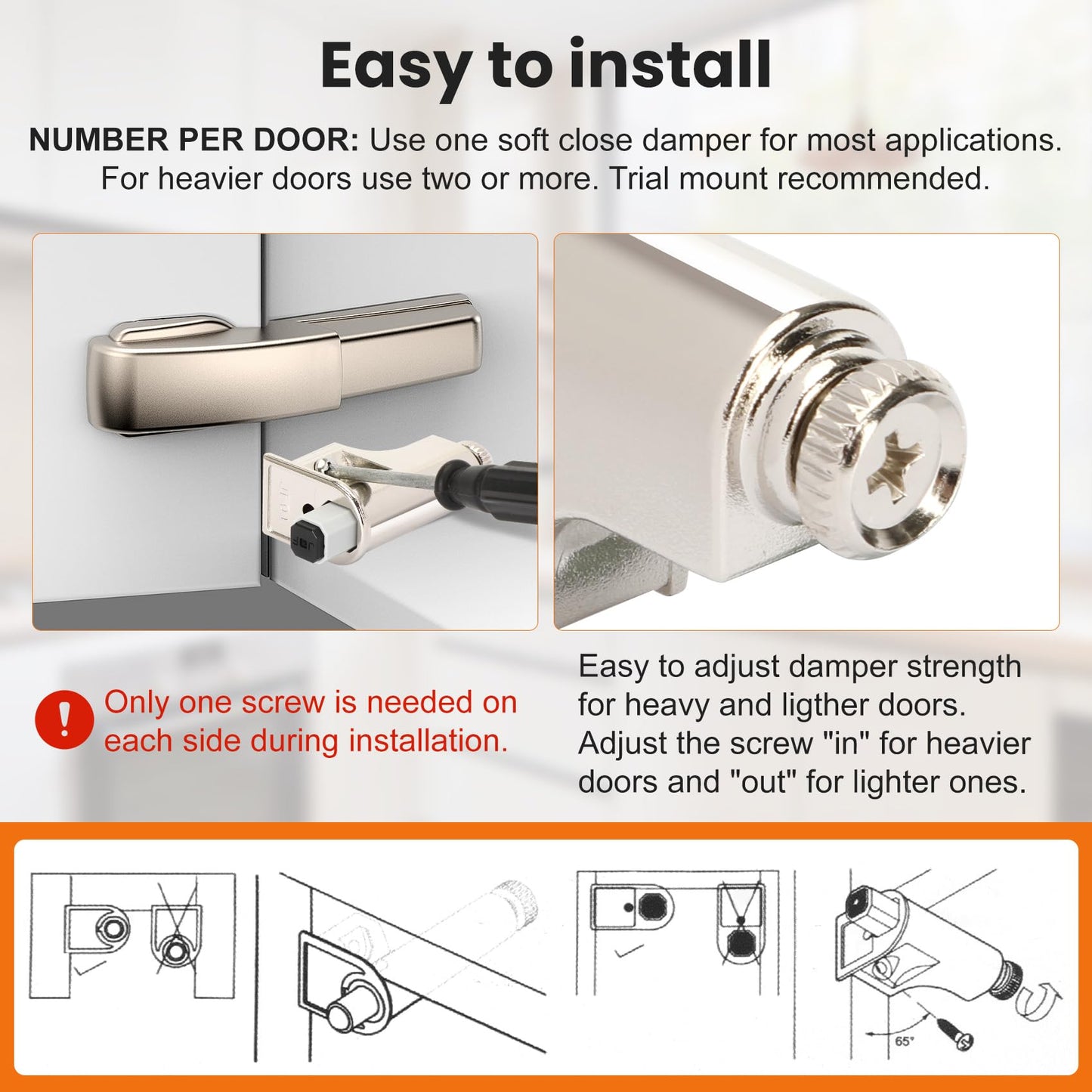 10 Pcs Soft Close Damper for Cabinet Doors/Wardrobe Doors,Adjustable Hydraulic Buffer,Noise Reduction & Smooth Closure,Universal Fit for Kitchen, Bathroom & Furniture（Includes Matching Screws）