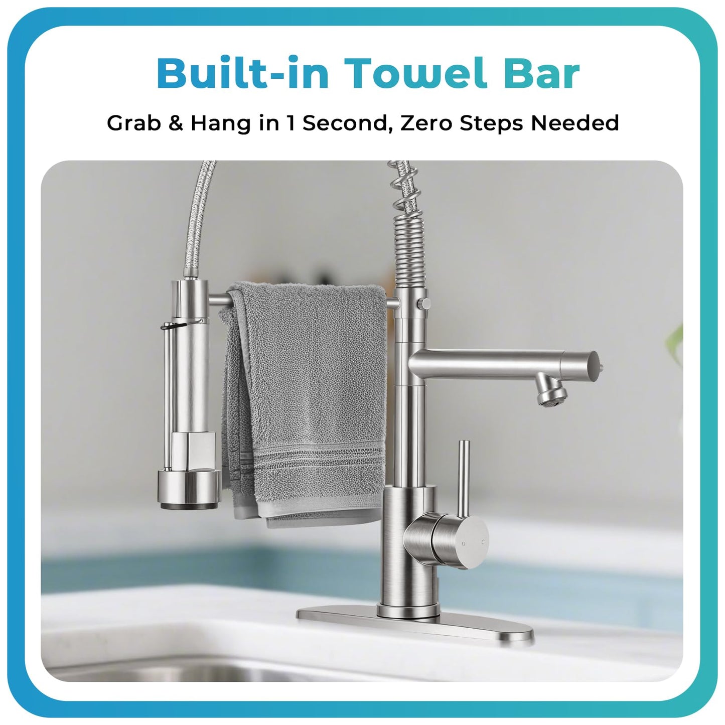 RNDIOZD Kitchen Faucet with Pull Down Sprayer - Brushed Nickel Single Handle Commercial Kitchen Faucets, 2-Spout Kitchen Sink Faucet, Stainless Steel Spring Pull Out Sink Faucet 1/3 Hole