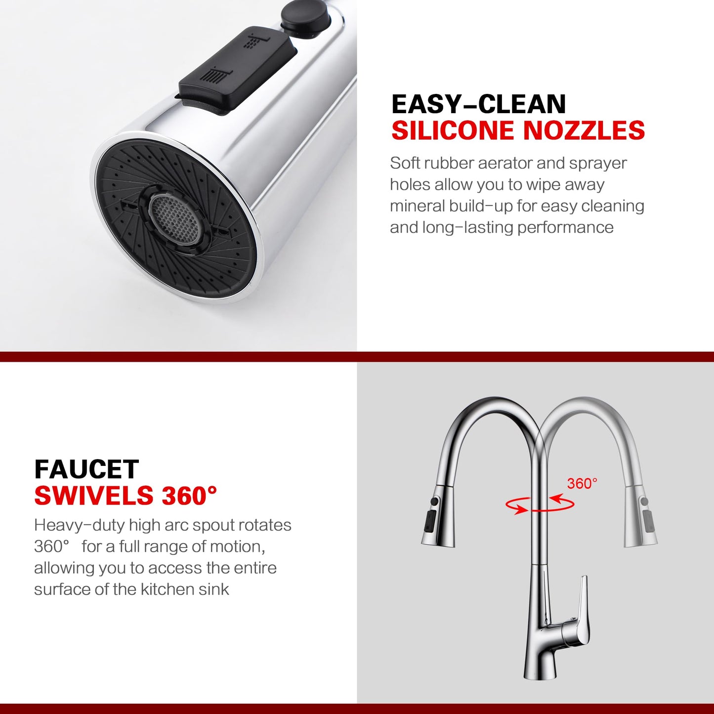 sumerain Touchless Kitchen Faucet with Pull-Down Sprayer,Single Handle Hands-Free Motion Sensor Kitchen Sink Faucet 360 Degree Swivel,Chrome