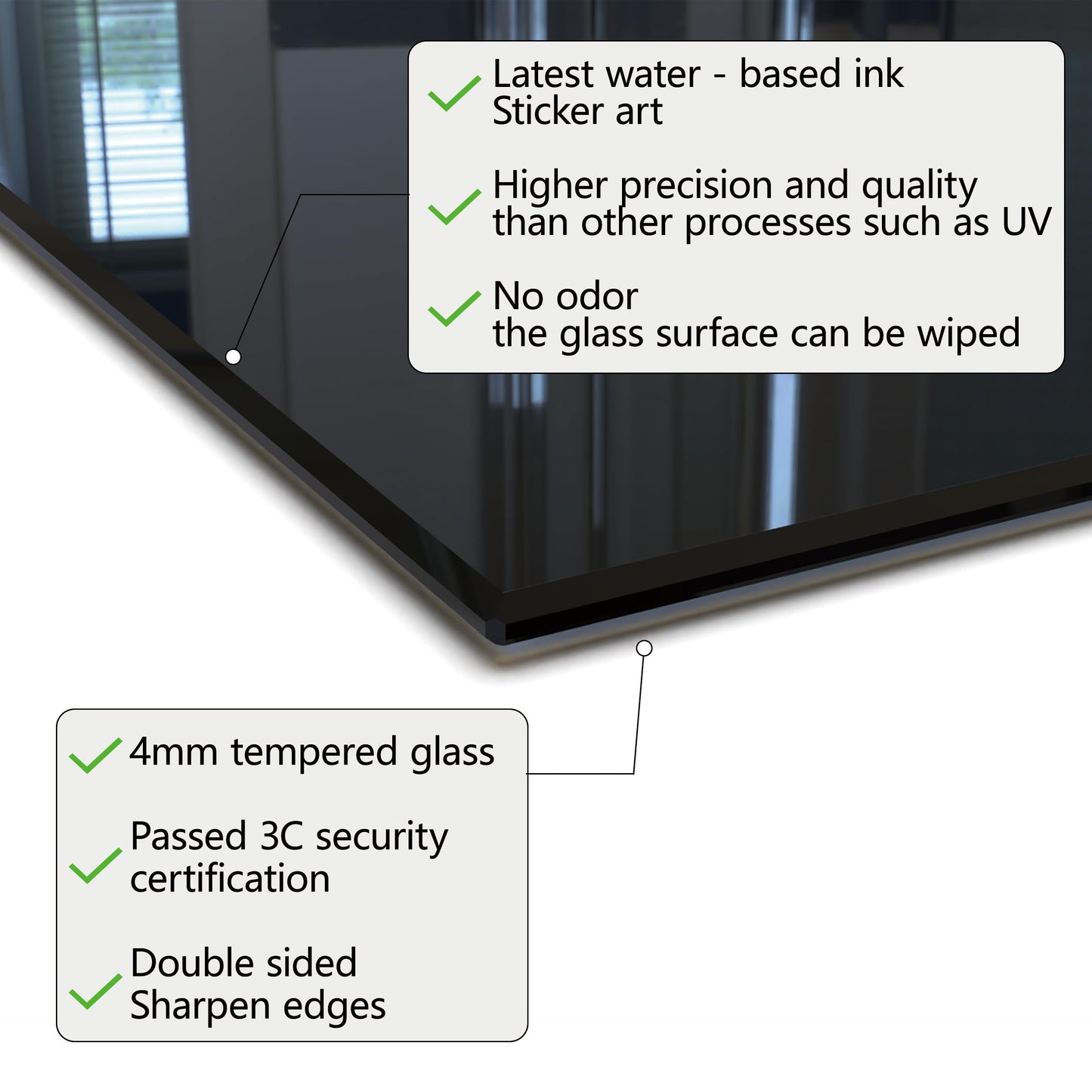 DAIFURONGE Black Golden Lotus, Tempered Glass Backsplash for Kitchen,Easy to Clean, One Piece Glass Behind Stove Splashback Panel, Home Kitchen Wall Decor (black, 30"x18"(76.2x45.72cm))