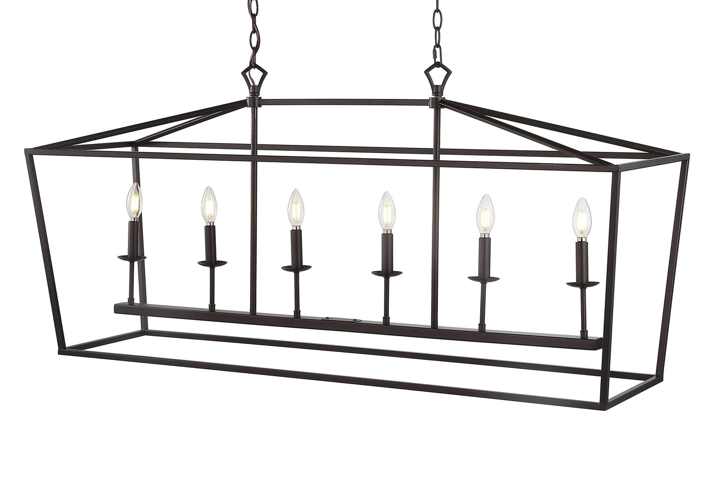 JONATHAN Y 49" Oil Rubbed Bronze Lantern Pendant Light, 1-Light Pagoda Style Metal Cage Farmhouse Hanging Ceiling Fixture for Kitchen Island, LED Bulb Included (JYL7439A)