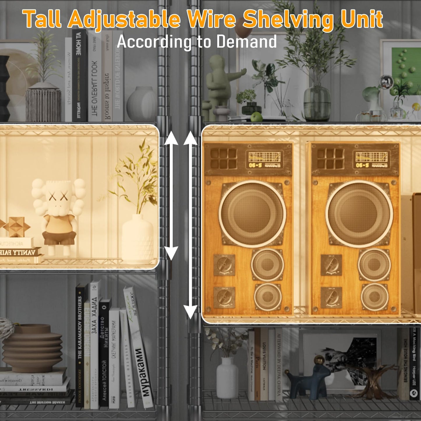 Himimi 4 Tier Wire Shelving with Wheels Heavy Duty Height Adjustable Metal Shelves for Storage, Commercial Grade Steel Utility Wire Rack for Kitchen Garage Pantry Organization-24×48×72, Silver