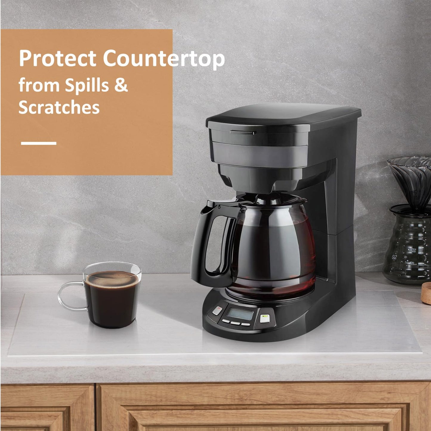 Clear Silicone Countertop Protector Mat, Non Slip & Heat Resistant Mats for Kitchen Countertop (35.4" X 23.6")