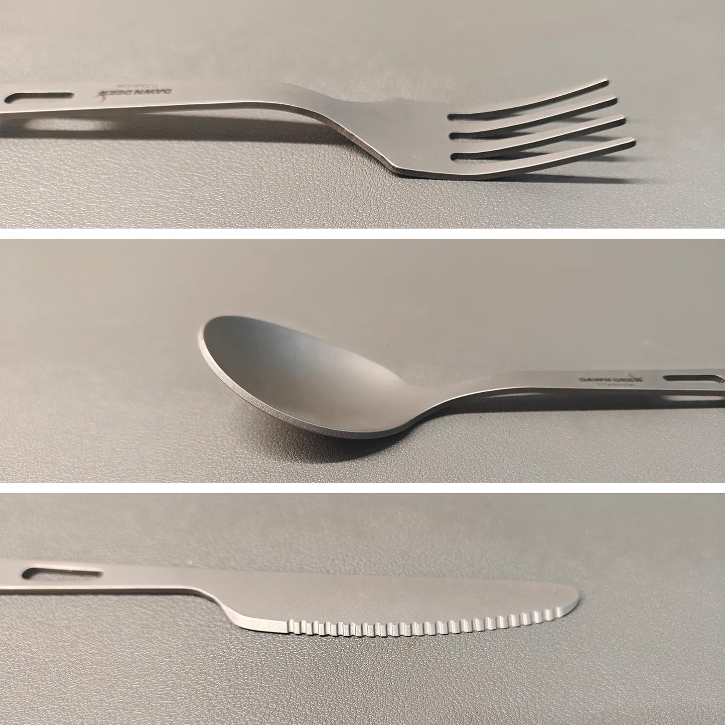 Titanium Fork Spoon Knife Set - Camping Tongs | Ultralight Backpacking Utensils, Travel Cutlery Set, Heat-Resistant & Rustproof, Hiking Survival Gear (Knife+ Fork+ Spoon)