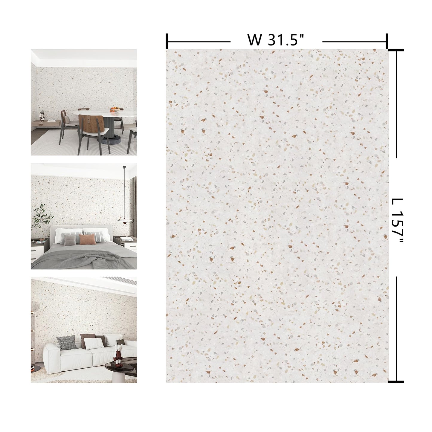Boobest 157"x31.5" Wide Colorful Terrazzo Wallpaper Peel and Stick Marble Contact Paper for Cabinets and Drawers Self Adhesive Wallpaper Marble Sticker Countertop Vinyl Wrap for Furniture Kitchen Wall