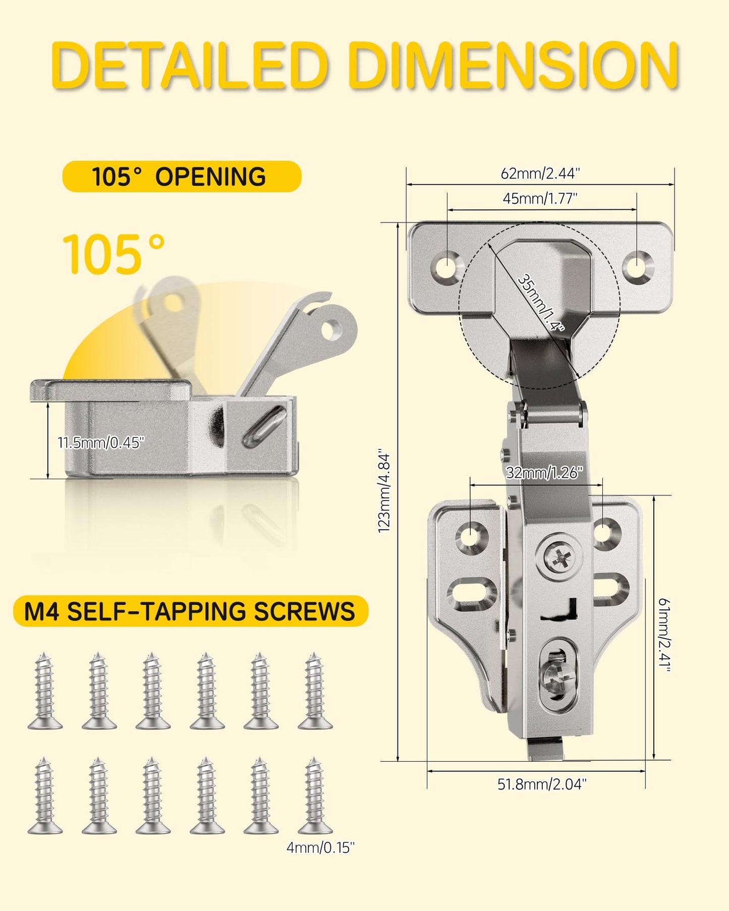 Onemake 30 Pack Full Overlay Soft Close Cabinet Hinges, Stay at Will 105° Concealed Hinge, Smooth Slow Self Closing, 3D Adjustment, Clip-on Plate, Frameless Hidden Door Hardware for Kitchen Cupboard