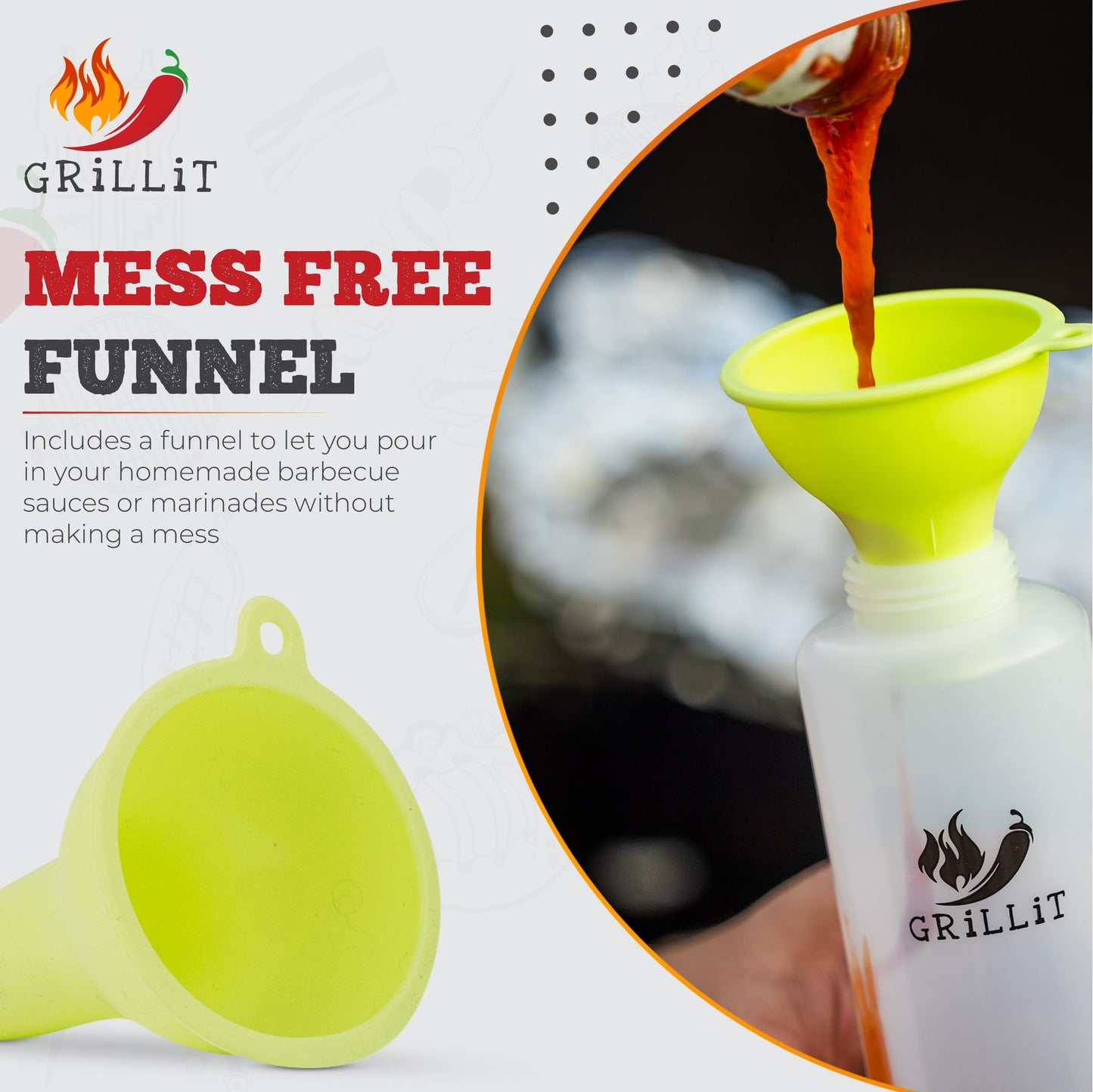 BBQ Brushes for Sauce – Silicone Basting Brush Dispenser for Grilling, Roasting & Baking - BBQ Sauce Bottles for Cooking, Marinades and Oils – Grilling Accessories & Gifts for Men