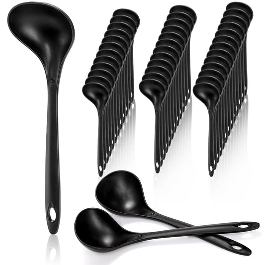 Acshio 40 Pack Plastic Ladle Spoons, 9 Inch Disposable Large Serving Spoons with Long Handle, Heat Resistant Soup Ladle Bulk for Party Catering Buffet Restaurant
