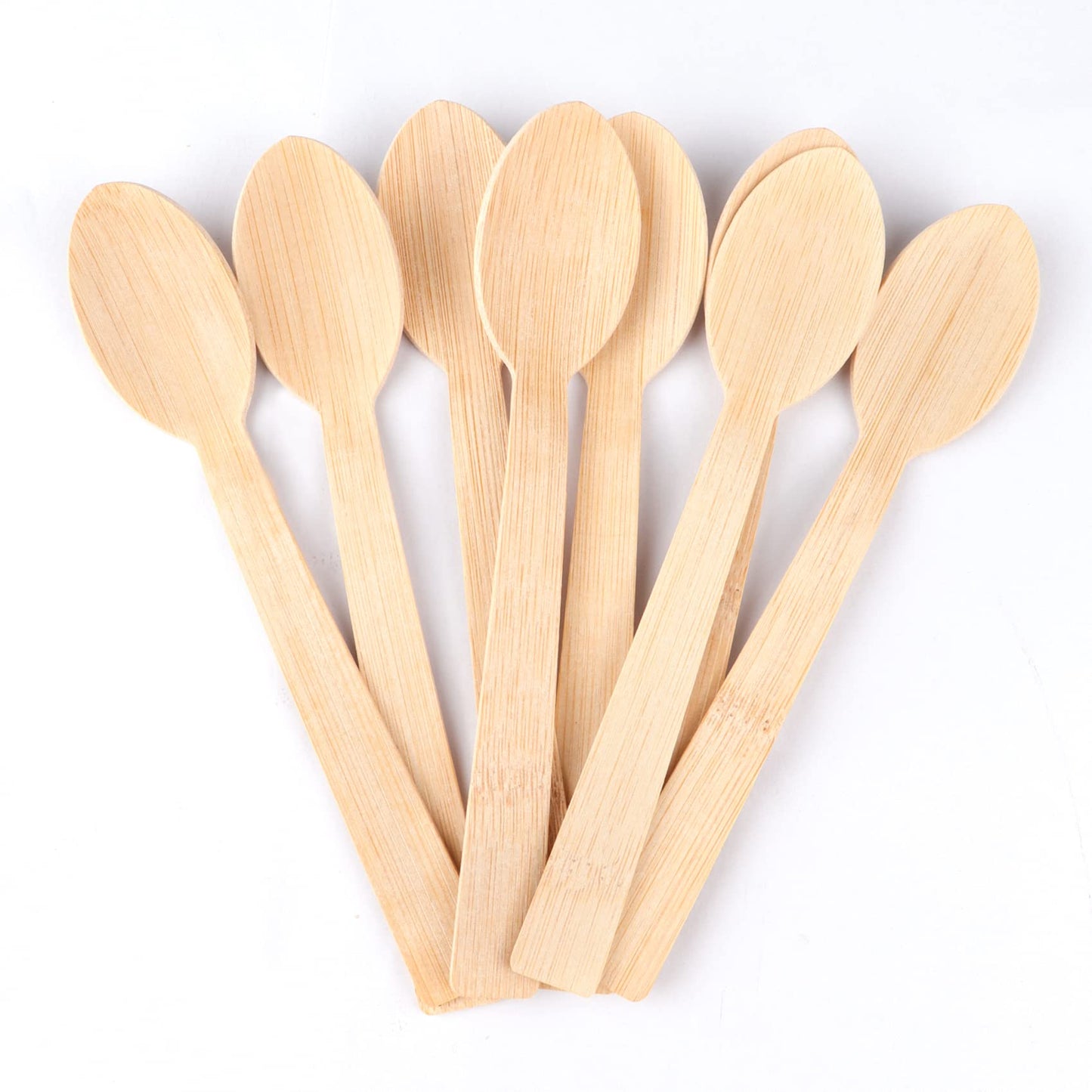 100% Bamboo Utensils -100 PK 6.7" Bamboo Spoons Disposable Cutlery Set Compostable Biodegradable Eco Friendly Renewable Flatware Spoon