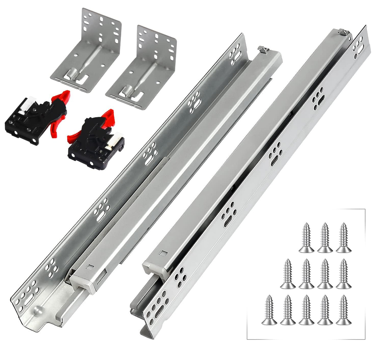 REGUDA Undermount Soft Close Drawer Slides Bottom Mounted Full Extension 9 12 15 18 21 24 Inch Ball Bearing Runners Rails 77 Lb Load 1 Pair (1 Pair, 15 Inch)