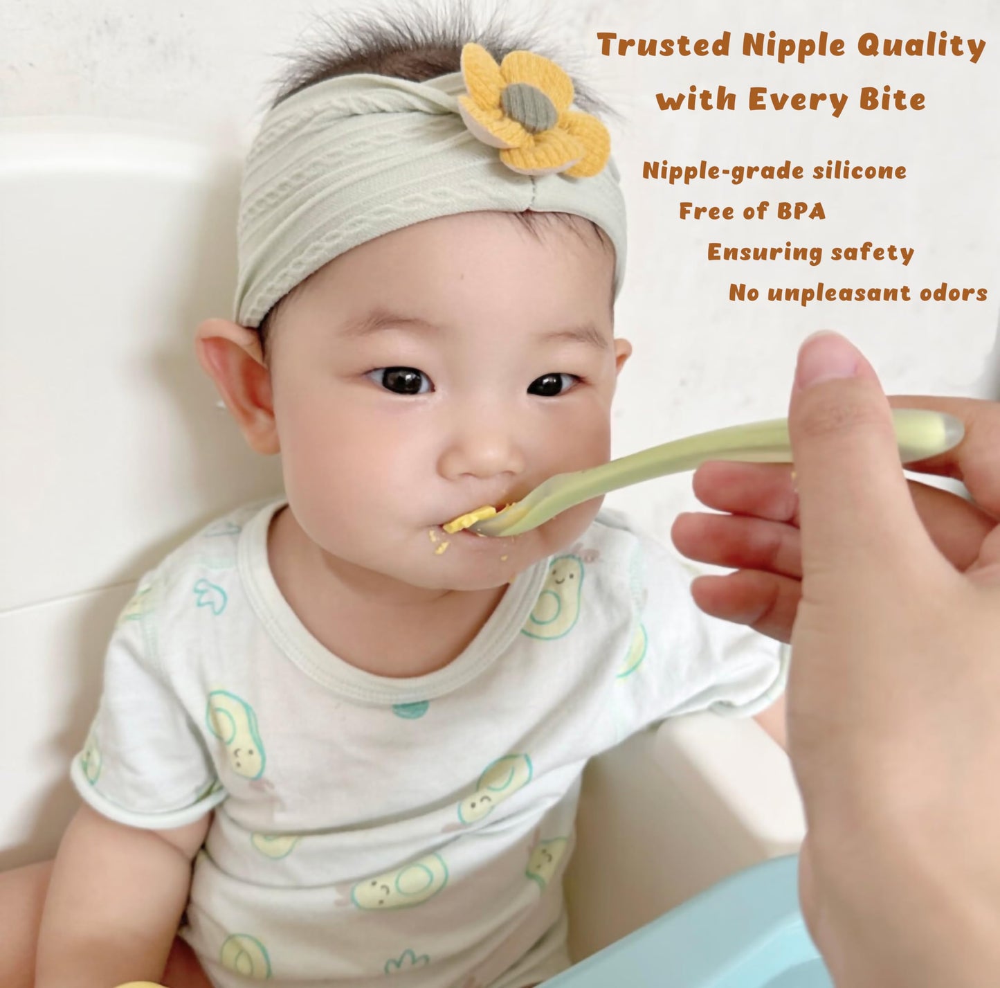 Aurrea Baby Spoons 2-Pack | Soft Silicone First Stage Feeding Spoon Set with Travel Case | Stage-Based Design for 0-6m & 6m+ | BPA-Free, Gum-Friendly for Infant & Toddler | Lime + Peach