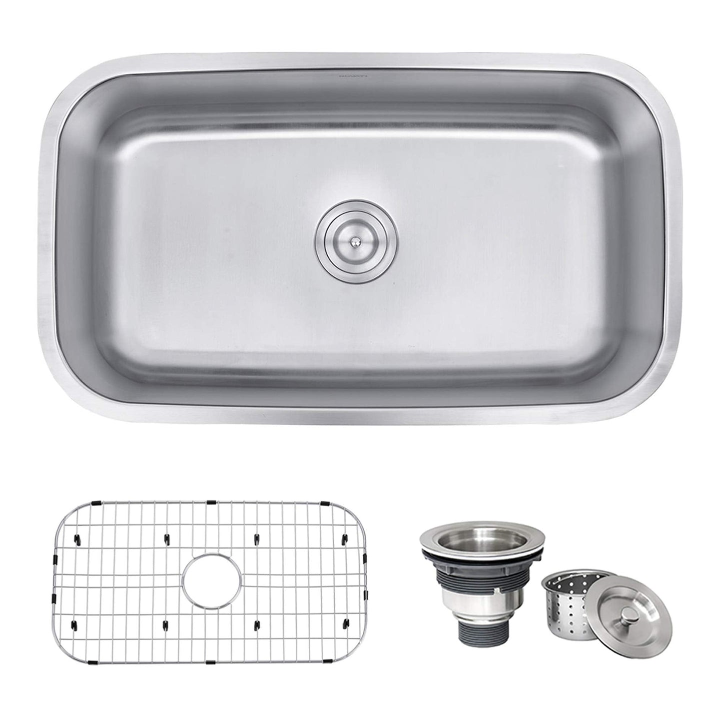 Ruvati 32-Inch Undermount Single Bowl Kitchen Sink – 16 Gauge Stainless Steel Kitchen Sink, Brushed Finish, Soundproof Padding – RVM4200 - Undermount Sinks for Modern Kitchens