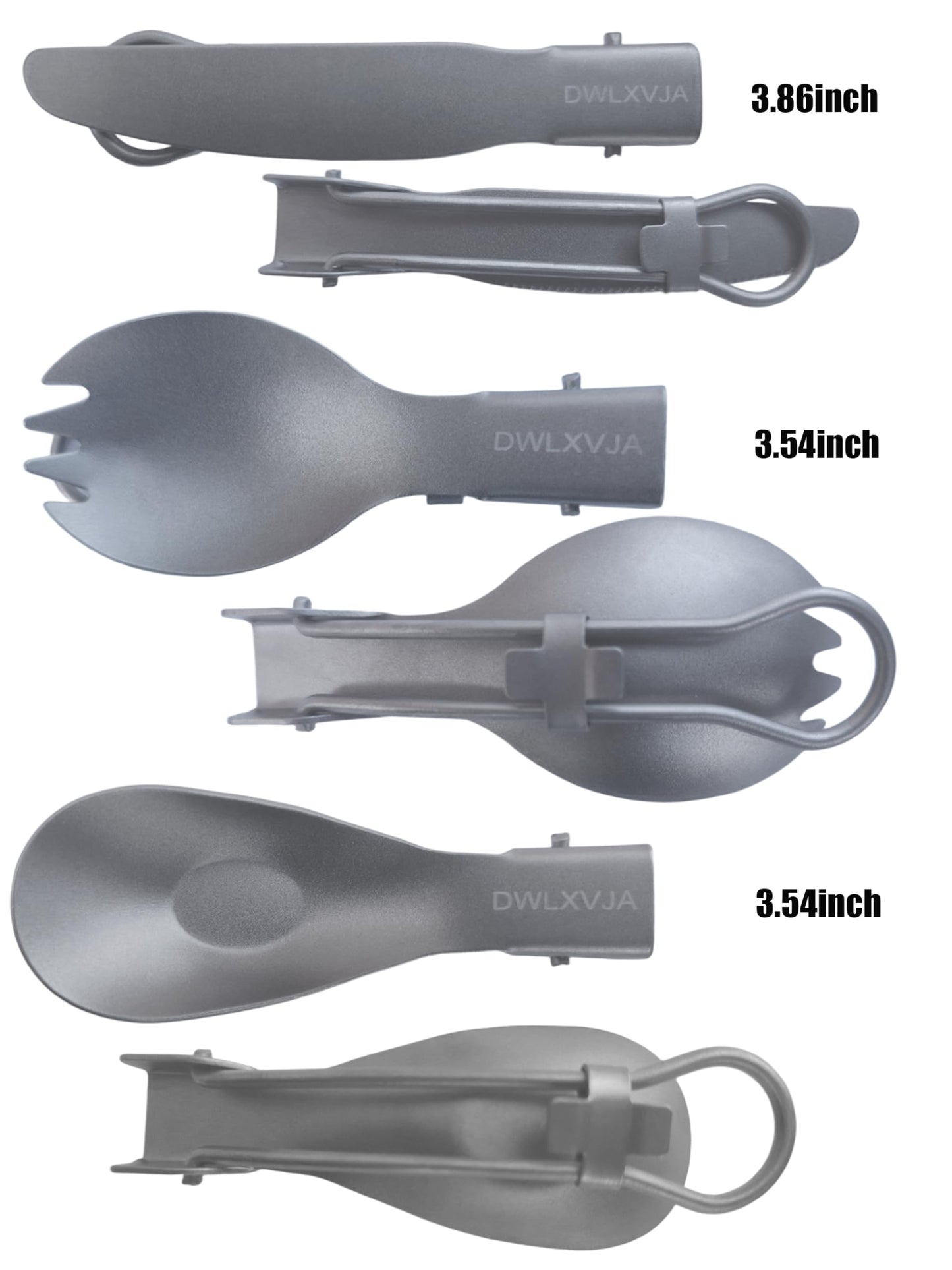DWLXVJA Titanium Camping Utensils Set, 3-Piece Foldable Spork Spoon Knife with Case, 0.15lb Lightweight Travel Flatware for Backpacking Outdoor Hiking Office Lunch, Reusable Eco-Friendly Gift