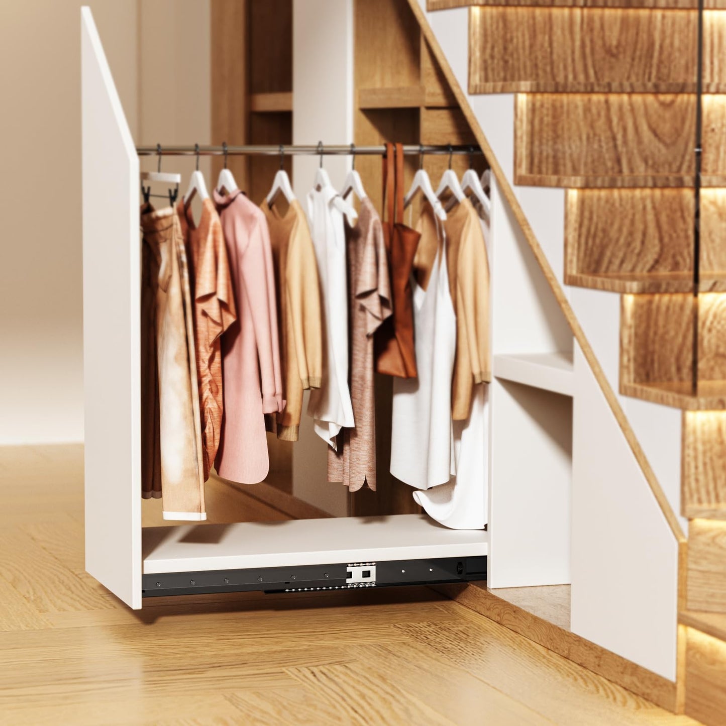 VEVOR Undermount Heavy Duty Drawer Slides, 16 24 32 40 Inch 260 lb Load Capacity Full Extension Ball Bearing Under Stair Cabinet Rails, Bottom Stair Cabinet Glides Track Runners(24inch, Black)