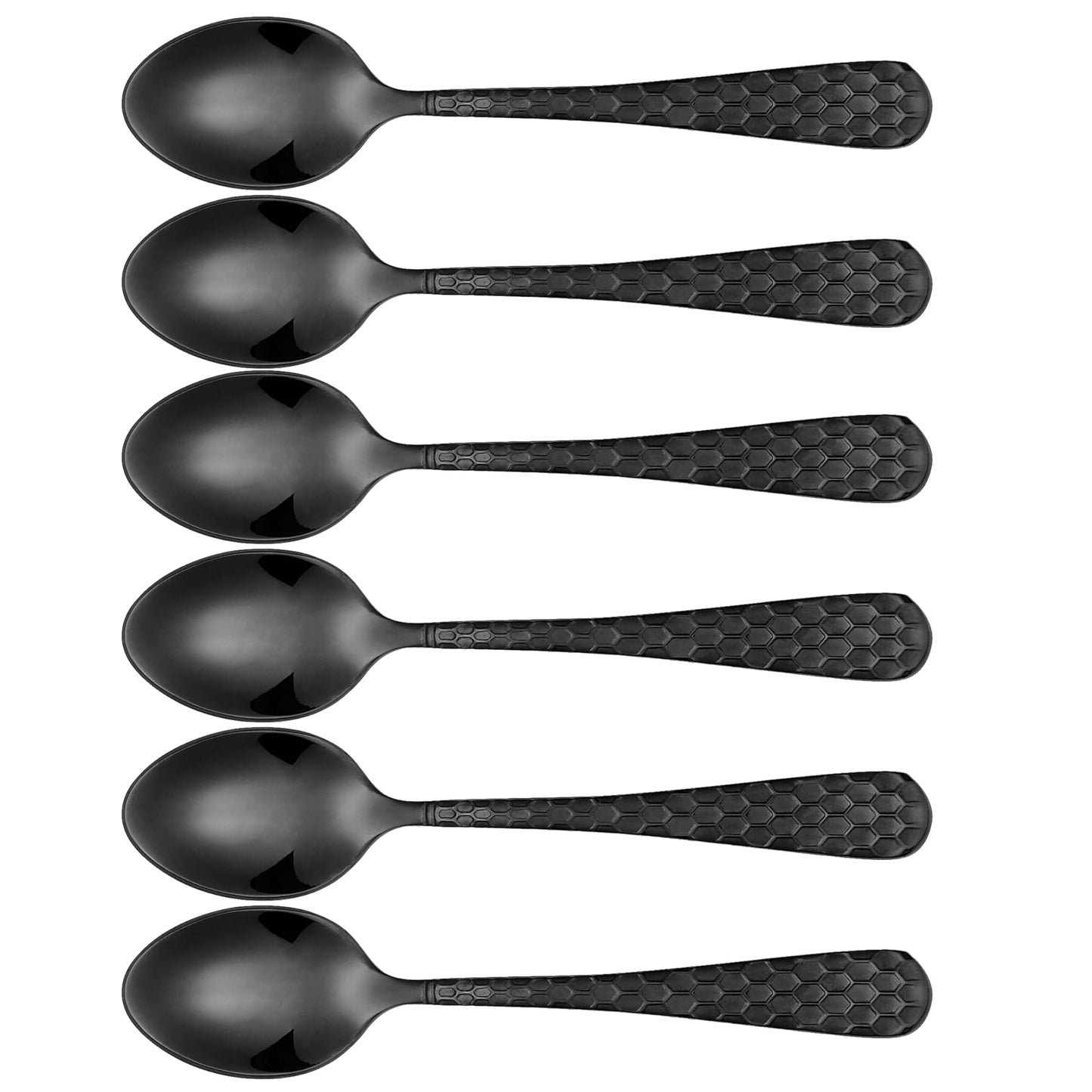 Lorren Home Trends Textured Demitasse Espresso Spoons, 4.5 inches, Set of 6, Black